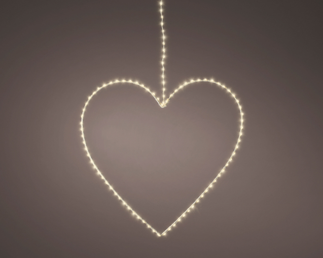 Cuore in metallo con led, diametro 38 cm