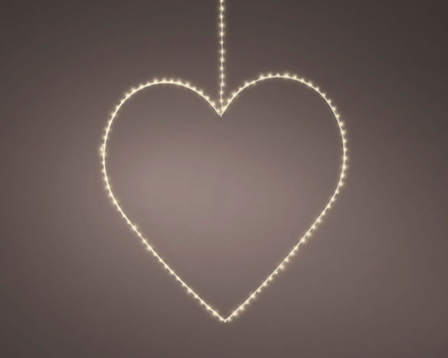 Cuore in metallo con led, diametro 58 cm