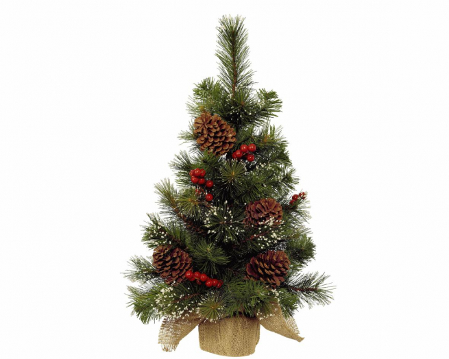 Pino con pigne e bacche, altezza 45 cm, diametro base 30 cm