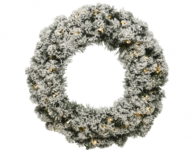 Corona "Imperial" innevato con led, diametro 50 cm