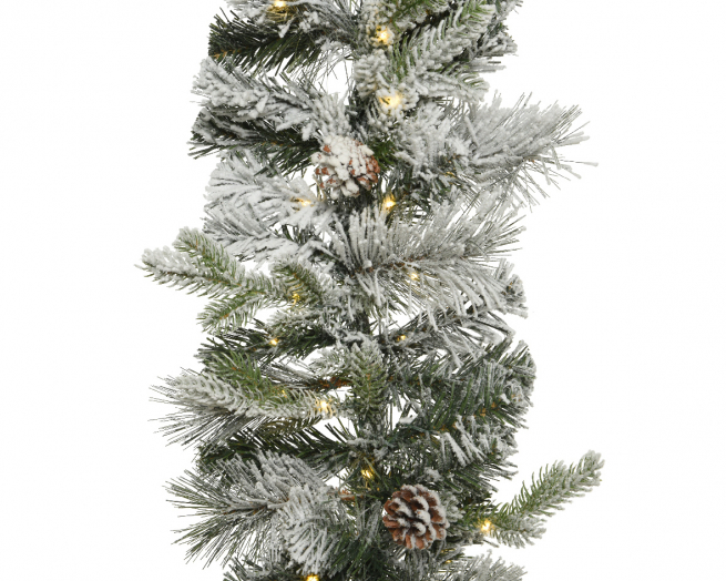 Festone di abete innevato con led, lunghezza 180 cm