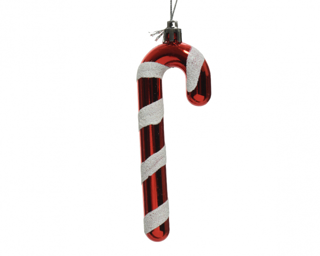Addobbo "Bastoncino di zucchero", altezza 12 cm, confezione da 2 pezzi