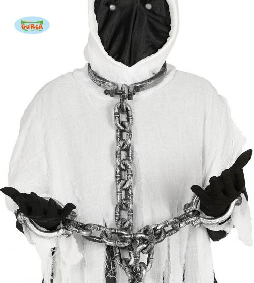 Manette con catena per collo e mani, lunghezza 110 cm