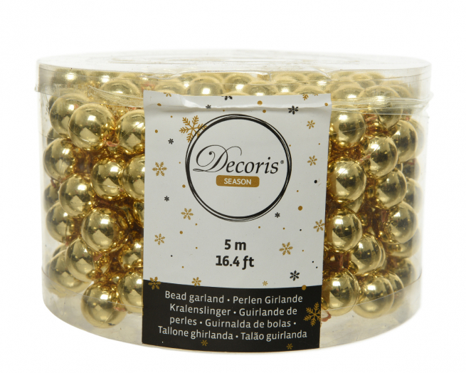 Filo di perline oro, diametro 14 mm, lunghezza 5 metri