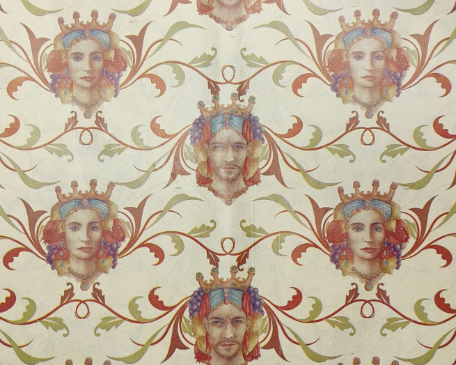 Carta da regalo millerighe avana, con immagine regina, formato 70x100 cm, confezione da 25 fogli