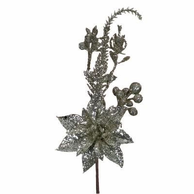Pick stella di Natale glitter champagne, altezza 22 cm, confezione da 6 pezzi