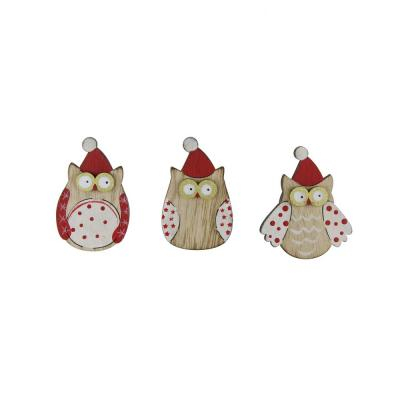 Pick in legno a forma di gufo, altezza 8 cm, confezione da 6 pezzi