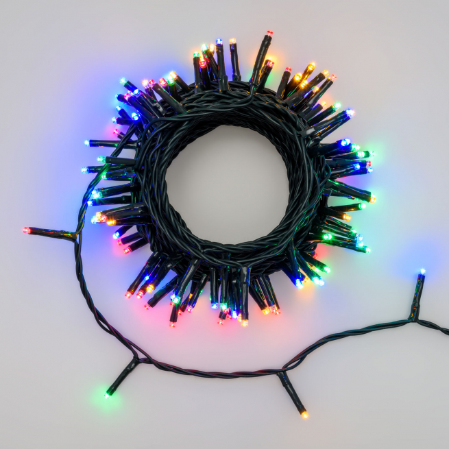 Filo miniled luci multicolor, filo verde, per uso interno ed esterno