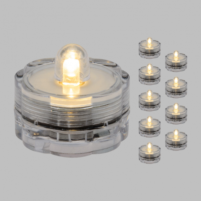 Set 10 tea light led a batteria bianco caldo