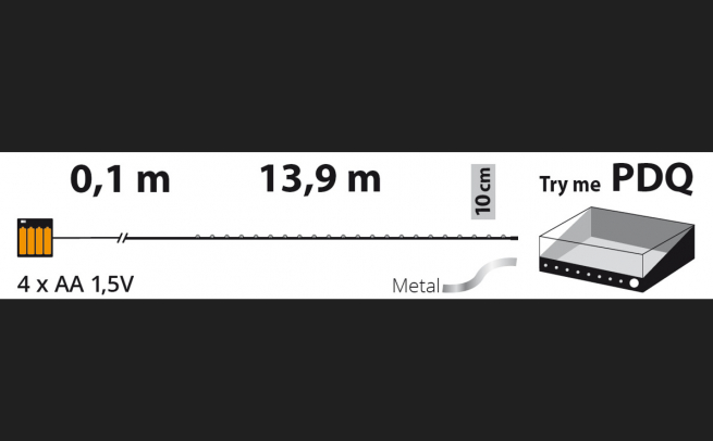 Filo luci microled a batteria, luce calda, filo in metallo, uso interno, lunghezza 14 metri