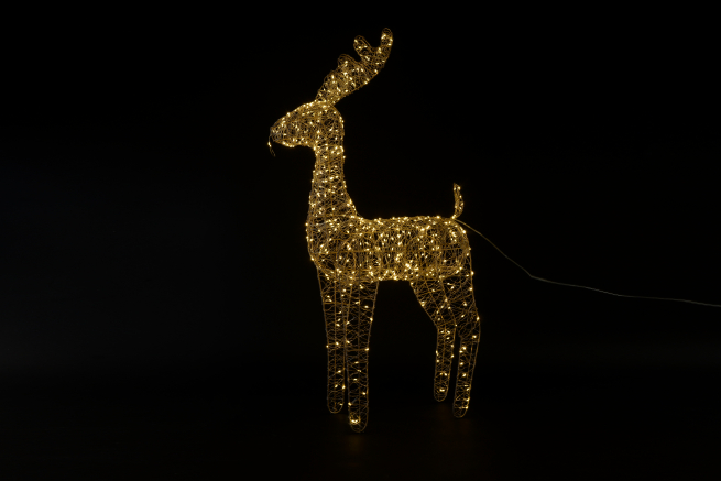 Renna in metallo con luci led, altezza 100 cm
