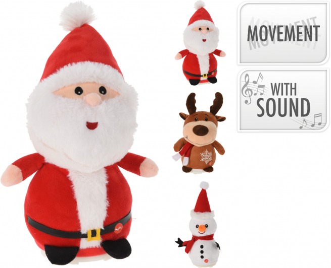Pupazzo con suono e movimento, altezza 30 cm, soggetti assortiti
