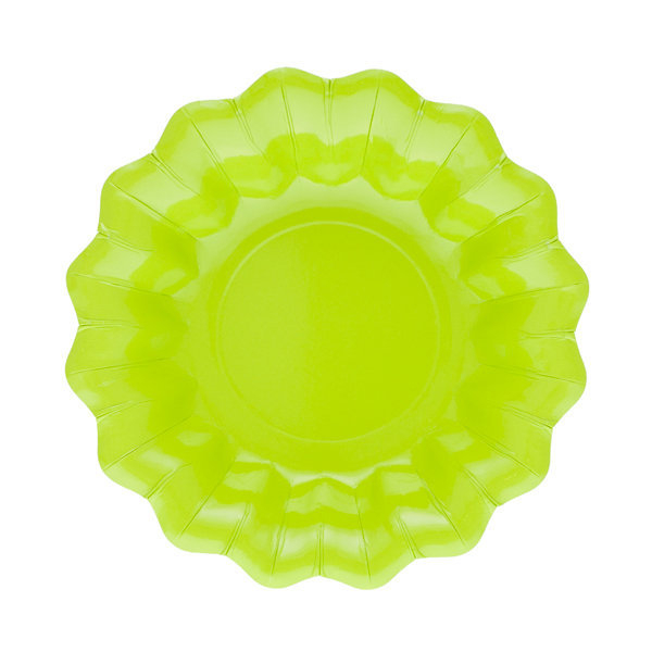 Piatto in cartoncino linea petalo, tinta unita verde pistacchio, in confezione da 8 pezzi