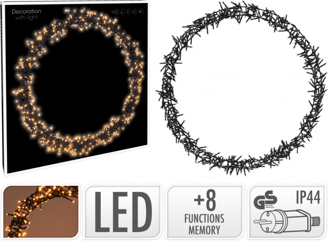 Corona con 500 led, diametro 58 cm