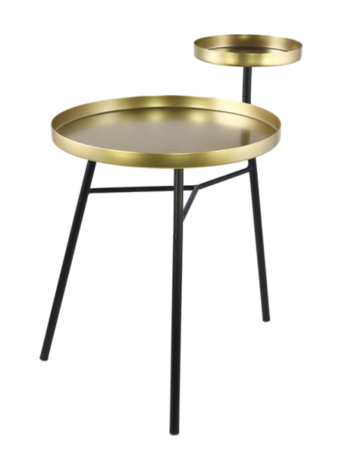 Alzata a 2 piani in metallo oro e nero, altezza 58 cm