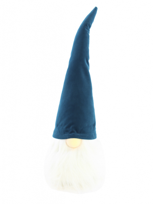 Gnomo blu, con naso led, altezza 50 cm
