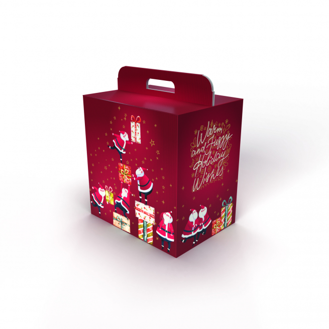 Scatola per confezioni regalo fantasia "Dear Santa Claus" con maniglia superiore, vari formati