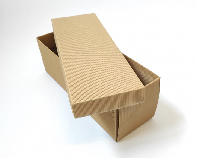 Scatola per bottiglia magnum con coperchio in cartone onda avana, 14x42x14 cm, cartone da 20 pezzi