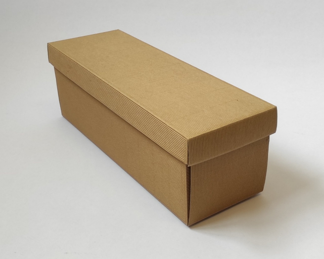Scatola per bottiglia magnum con coperchio in cartone onda avana, 14x42x14 cm, cartone da 20 pezzi