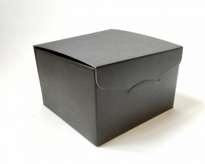 Scatola "Segreto" automontante base quadrata in cartone nero, vari formati
