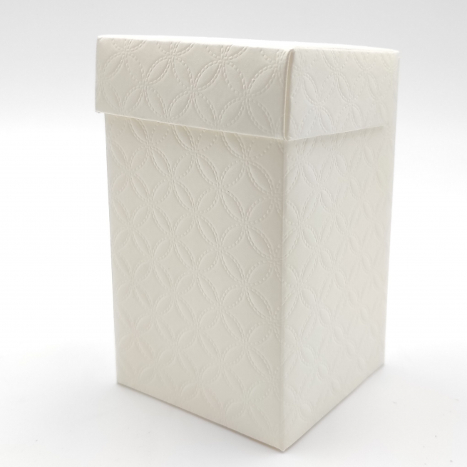 Scatola automontante con chiusura coperchio in cartoncino fantasia bianco, confezione da 10 pezzi, vari formati