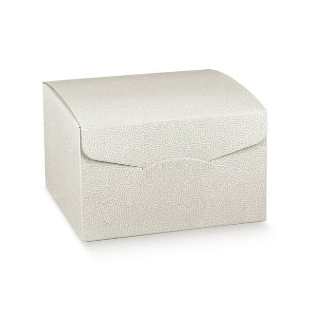Scatola "Segreto" automontante base quadrata  in cartone bianco perlato