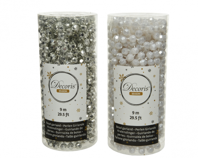 Filo di perline argento, diametro 8 mm, lunghezza 9 metri