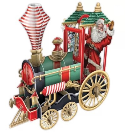 Biglietto POP-UP tridimensionale "Treno di Babbo Natale"