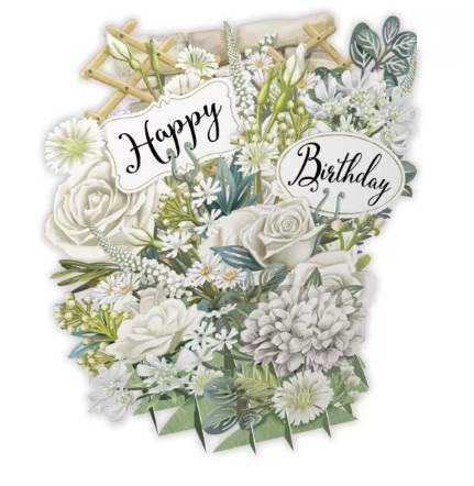 Biglietto POP-UP tridimensionale "Fiori bianchi"