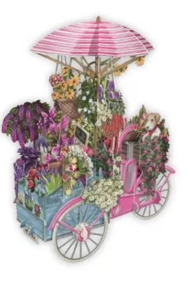 Biglietto POP-UP tridimensionale "Carretto con fiori"