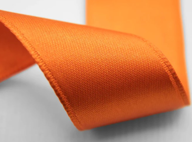 Rotolo nastro doppio raso arancio brillante, in bobina da 50 metri