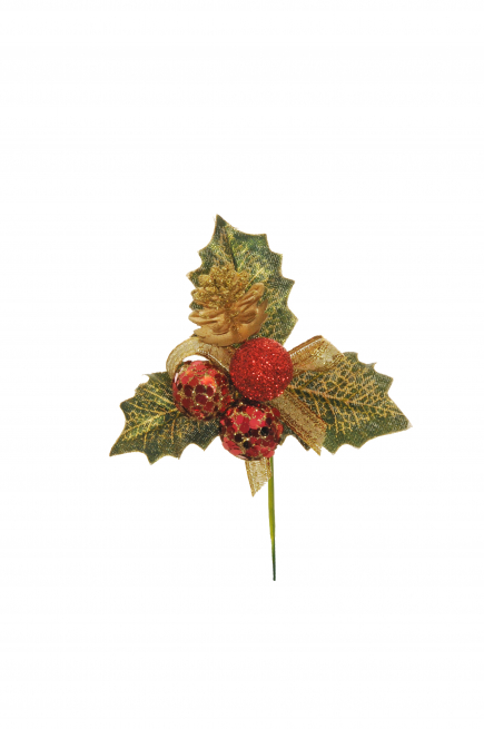 Pick agrifoglio con bacche, altezza 14 cm, confezione da 12 pezzi