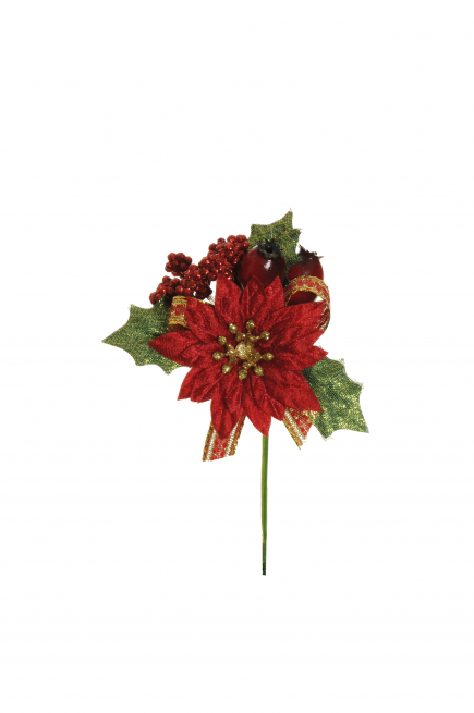 Pick stella di Natale rossa, altezza 14 cm, confezione da 12 pezzi