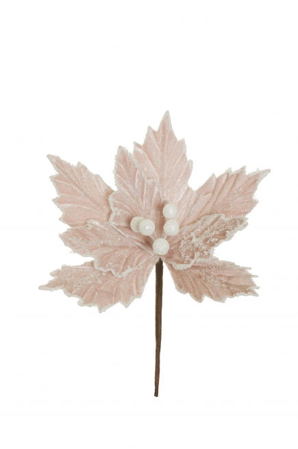Pick stella di Natale in velluto rosa, diametro 20 cm, altezza 23 cm