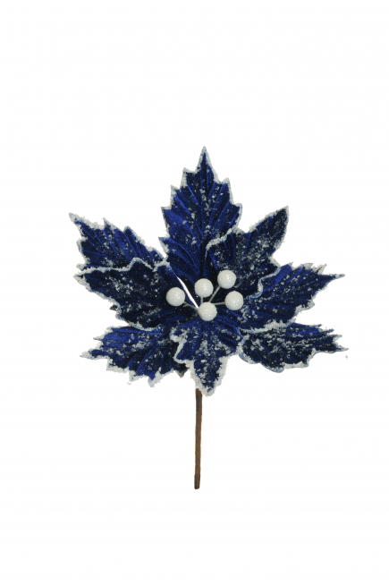 Pick stella di Natale in velluto blu, diametro 20 cm, altezza 23 cm