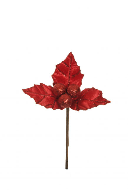 Pick agrifoglio rosso con bacche, altezza 12 cm, confezione da 12 pezzi