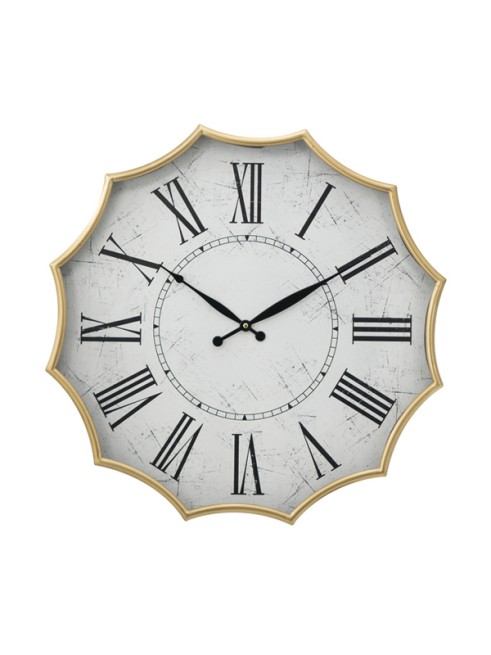 Orologio in metallo bianco e oro, diametro 60 cm
