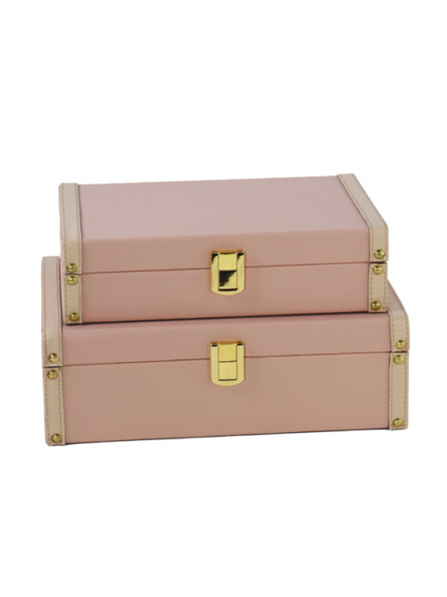 Bauletto rettangolare in pvc e legno rosa con chiusura in metallo dorata