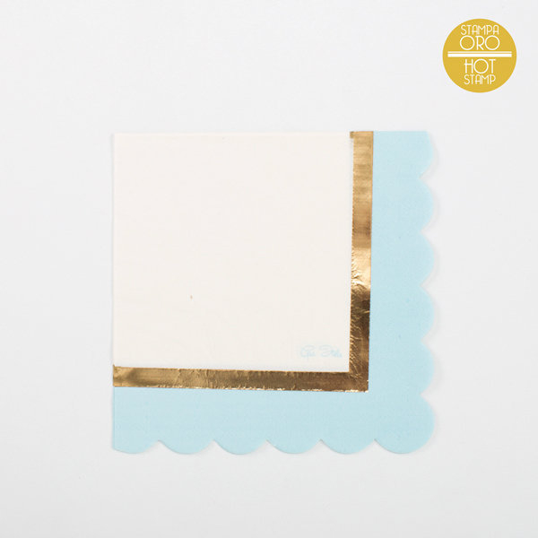 Tovagliolo carta 33x33cm "Baby" chic azzurro, confezione da 16 pezzi