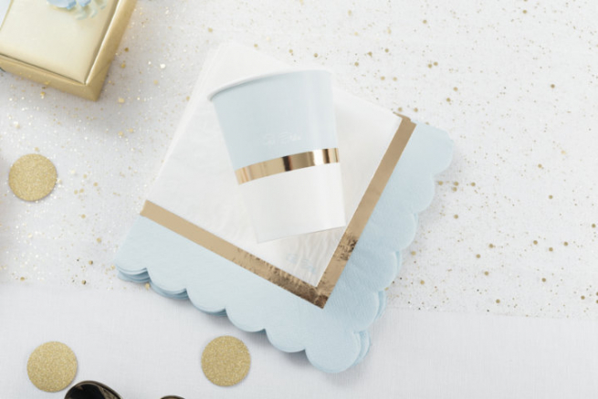 Tovagliolo carta 33x33cm "Baby" chic azzurro, confezione da 16 pezzi