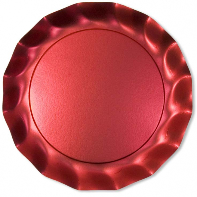 Piatto in cartoncino rosso satinato