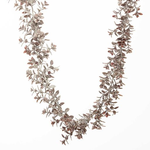 Ghirlanda con foglie rosse floccate, lunghezza 183 cm