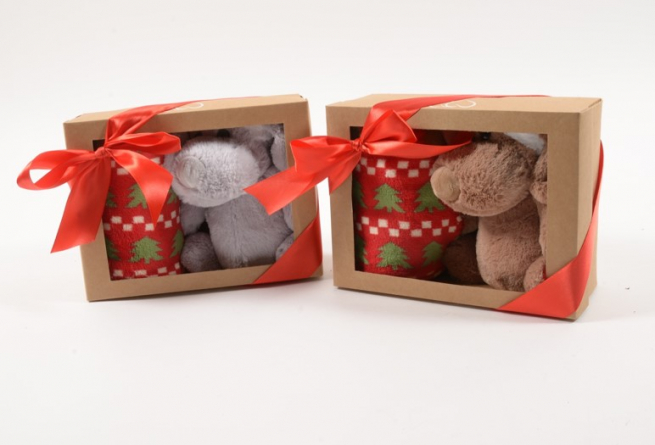 Coperta con cagnolino natalizio in confezione regalo, soggetti assortiti