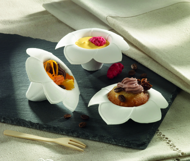 Coppetta finger food "Art Fleur" biodegradabile in polpa di cellulosa, 25cc, confezione da 100 pezzi
