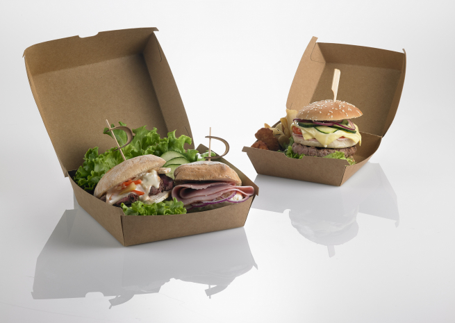 Contenitore per panini e hamburger in cartone kraft avana confezione da 50 pezzi
