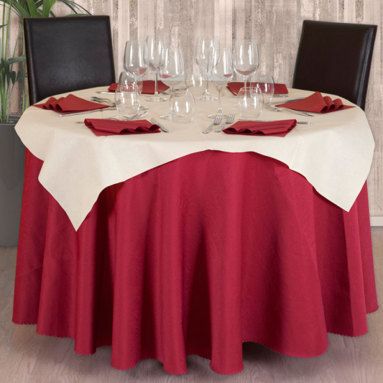 Tovaglia rotonda bordeaux in tessuto riutilizzabile diametro 250 cm.
