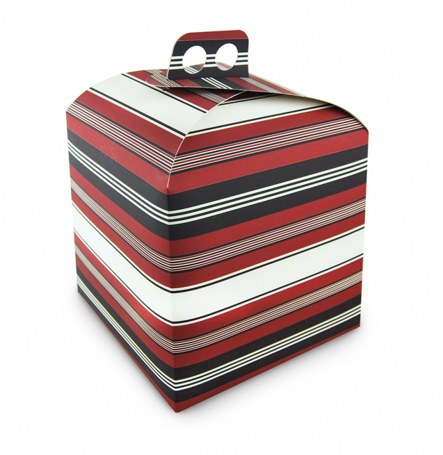 Scatola panettone in cartone con maniglia serie "Elegance", 20x20x20 cm, cartone da 50 pezzi