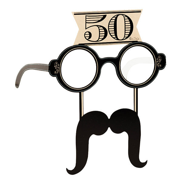 Photo booth occhiali e baffi decoro "30-40-50-60 anni", confezione da 4 pezzi