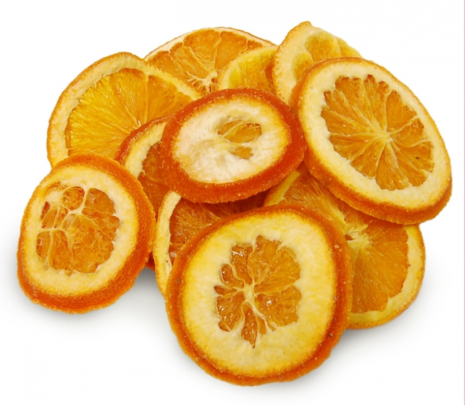 Arancia vera essiccata fette in busta da 250 gr. Destinata ad uso ESCLUSIVAMENTE DECORATIVO.
