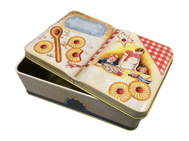 Scatola in latta libro "Homemade Biscuits", 14.5x9.3x5 cm